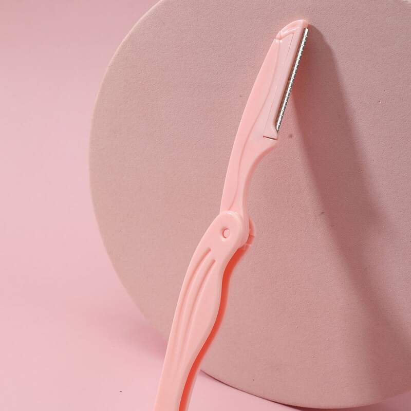 

1pc Stainless Steel Eyebrow Trimming Knife, Pink