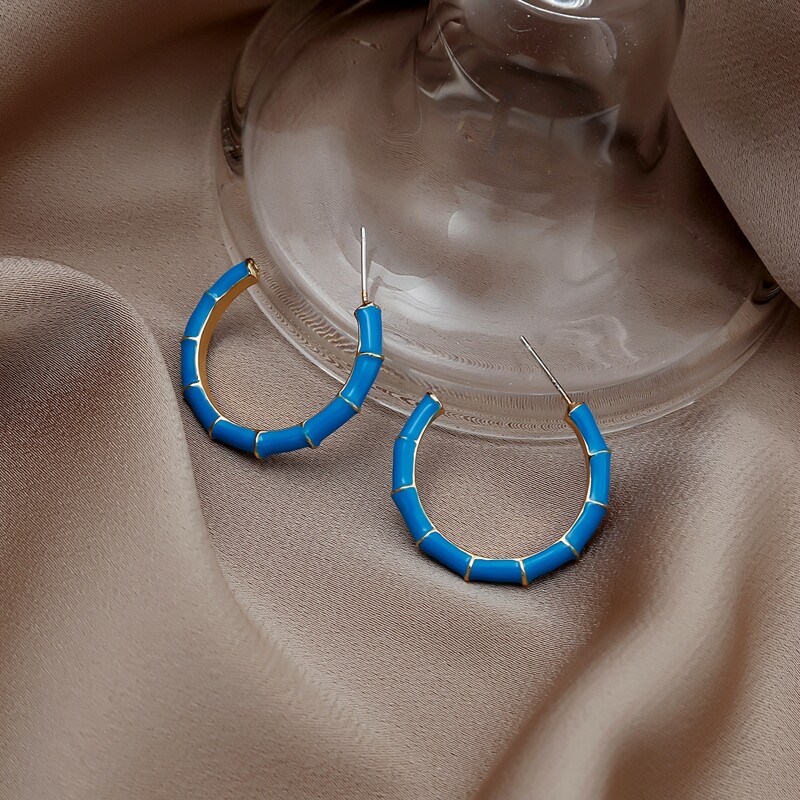 

Minimalist Hoop Earrings, Blue