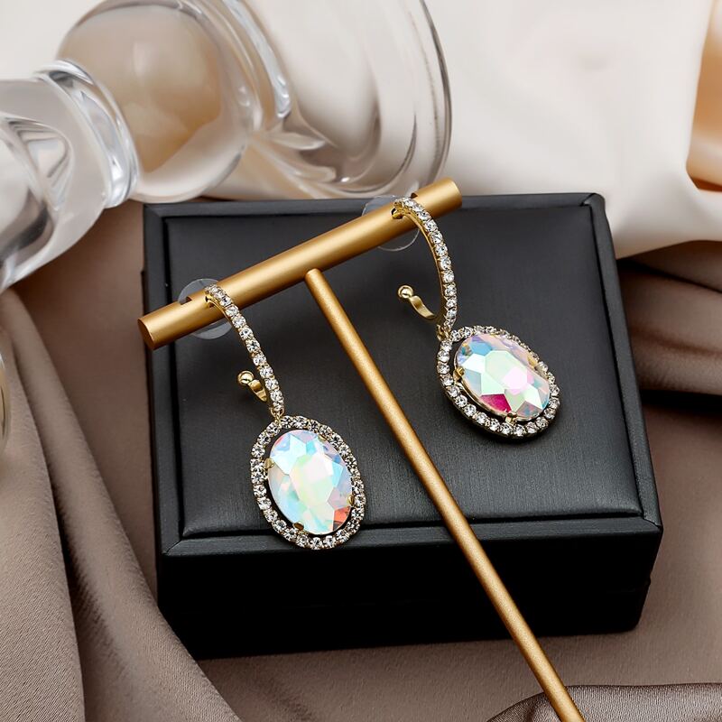

Crystal Drop Earrings, Gold
