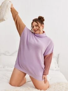 SHEIN Qutie Áo len Plus Size Khối Màu Giải trí - Nhiều màu - Xem 1