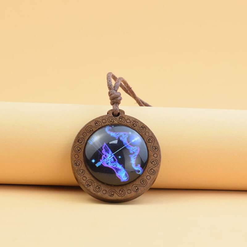 

Sagittarius Pattern Charm Necklace, Blue