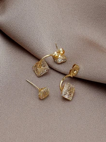 Pendientes de botón con diseño geométrico - Amarillo Oro - Ver 2