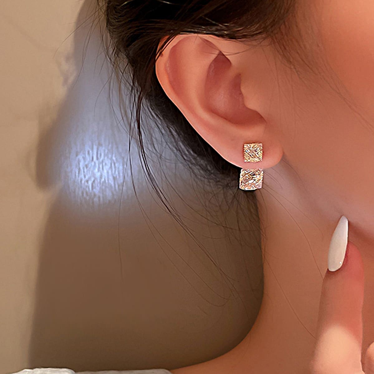 

Crystal Decor Earrings, Gold
