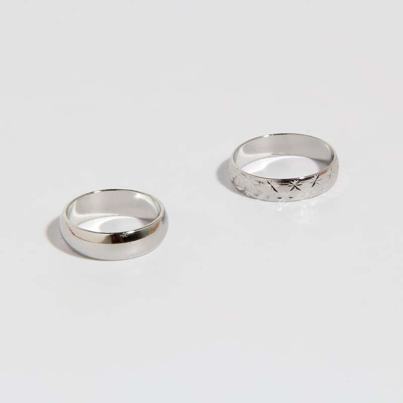 

2pcs Simple Ring, Silver