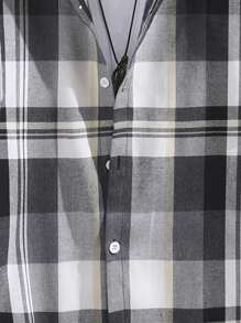 Manfinity Homme Men Plaid Drawstring Hooded Shirt Without Tee - Multicolor - View 5