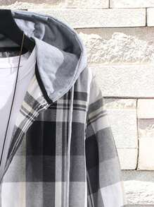 Manfinity Homme Men Plaid Drawstring Hooded Shirt Without Tee - Multicolor - View 6