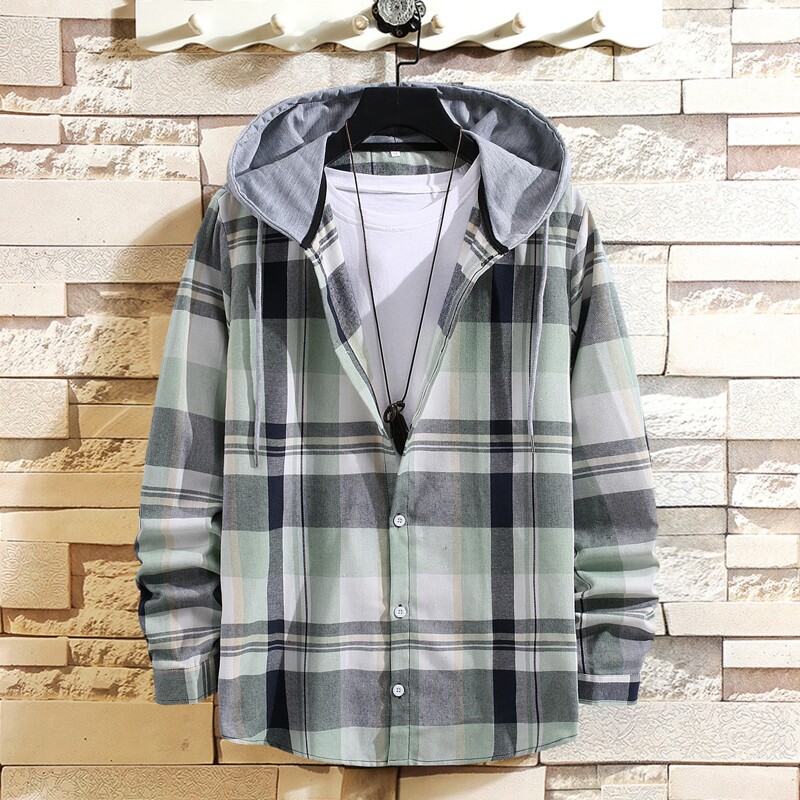 

Guys Plaid Drawstring Hooded Shirt Without Tee, Multicolor