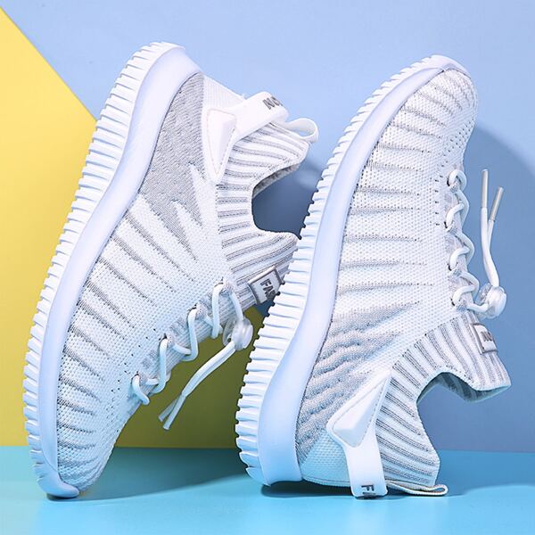 

Boys Striped Knit Running Shoes, White