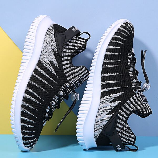 

Boys Striped Knit Running Shoes, Black