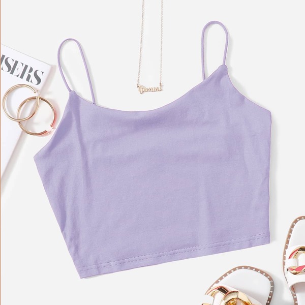 

Solid Crop Cami Top, Lilac purple
