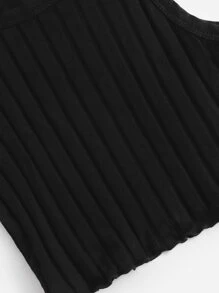 SHEIN 女孩生菜邊羅紋針織背心上衣 - 黑色 - 查看 4