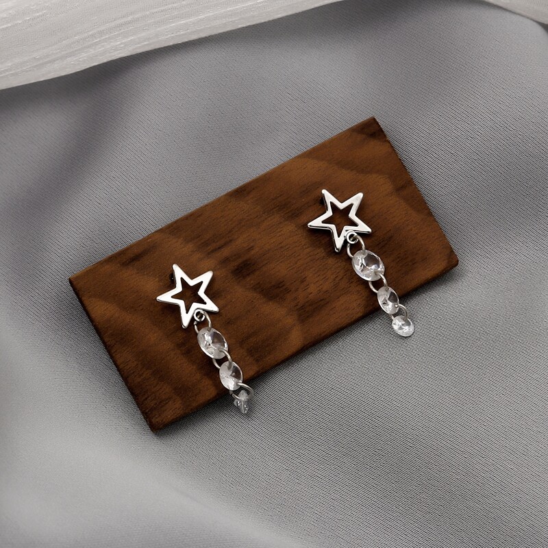 

Star Decor Earrings, Silver