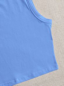 SHEIN EZwear Solid Crop Tank Top - Blue - View 5