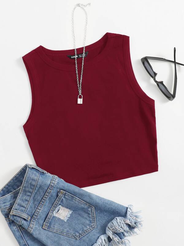 SHEIN EZwear Solid Crop Tank Top