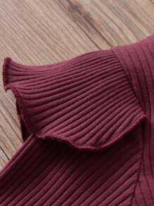 Bebé niña Jumpsuit ribete con fruncido con diadema - Granate - Ver 4