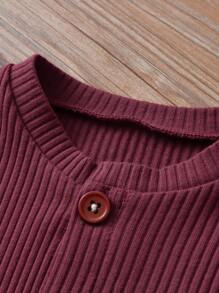 Bebé niña Jumpsuit ribete con fruncido con diadema - Granate - Ver 6