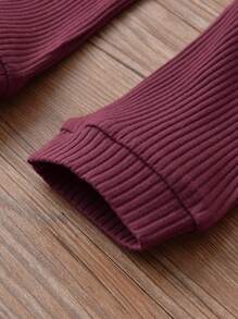 Bebé niña Jumpsuit ribete con fruncido con diadema - Granate - Ver 7