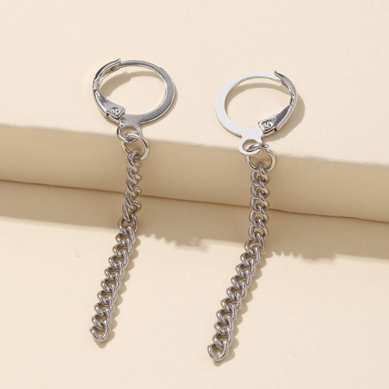 

Chain Drop Earrings, Silver