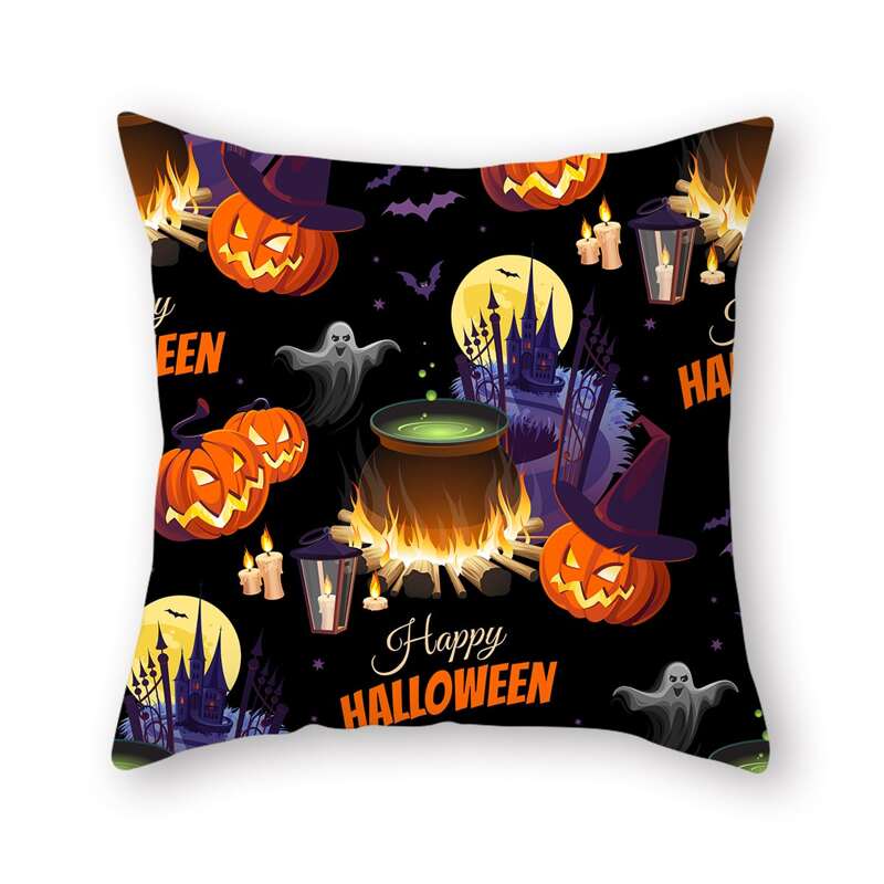 

Halloween Pattern Cushion Cover Without Filler, Multicolor