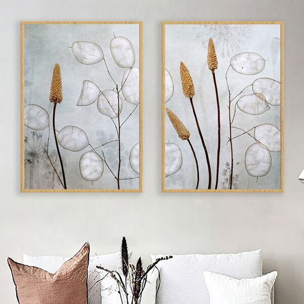 

2pcs Plants Print Unframed Painting, Multicolor