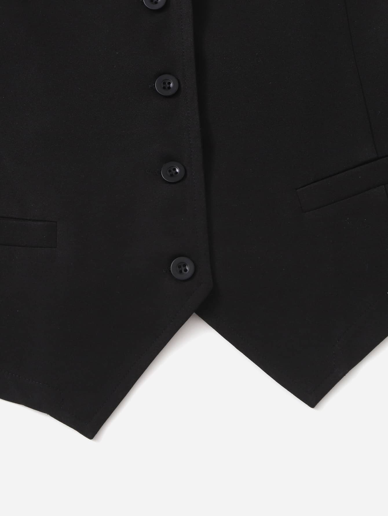 Seusyu Chaleco unicolor con botón delantero - Negro - Añade 5