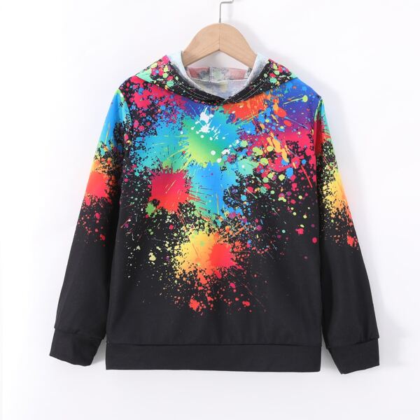 

Boys Splash Ink Print Hoodie, Multicolor