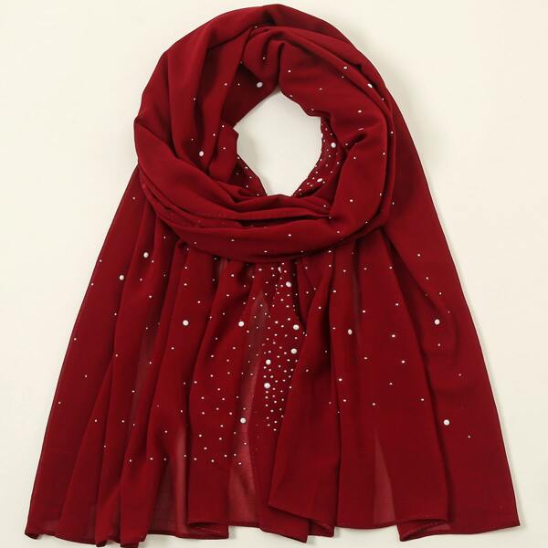 

Faux Pearl Decor Scarf, Burgundy