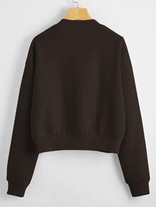 SHEIN Chamarra con cremallera delantera con bolsillo delantero - Marrón Chocolate - Ver 2