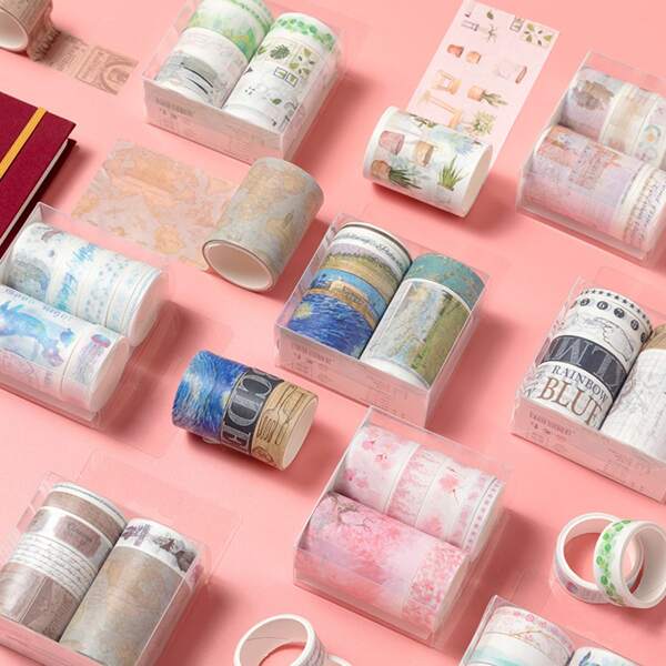 

7rolls Mixed Pattern Random Washi Tape, Multicolor