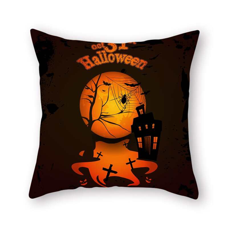 

Halloween Pattern Cushion Cover Without Filler, Multicolor