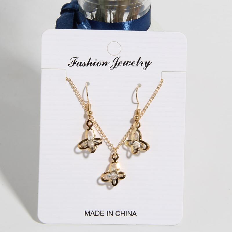 

1pc Butterfly Pendant Necklace & 1pair Drop Earrings, Gold