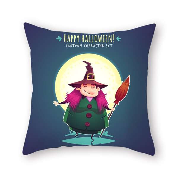 

Halloween Witch Cushion Cover Without Filler, Multicolor