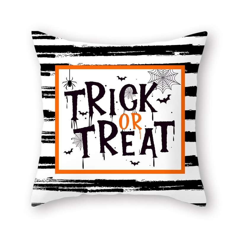 

Halloween Slogan Graphic Cushion Cover Without Filler, Multicolor