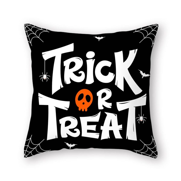 

Halloween Slogan Graphic Cushion Cover Without Filler, Multicolor