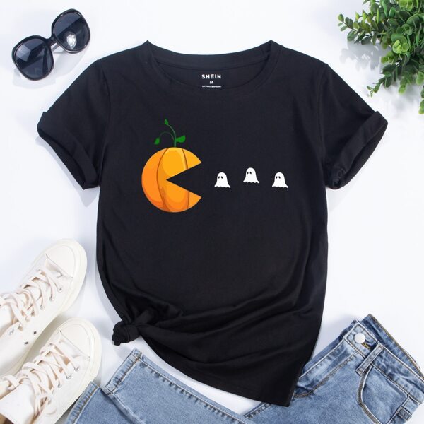

Cartoon Graphic Short Sleeve Tee, Black