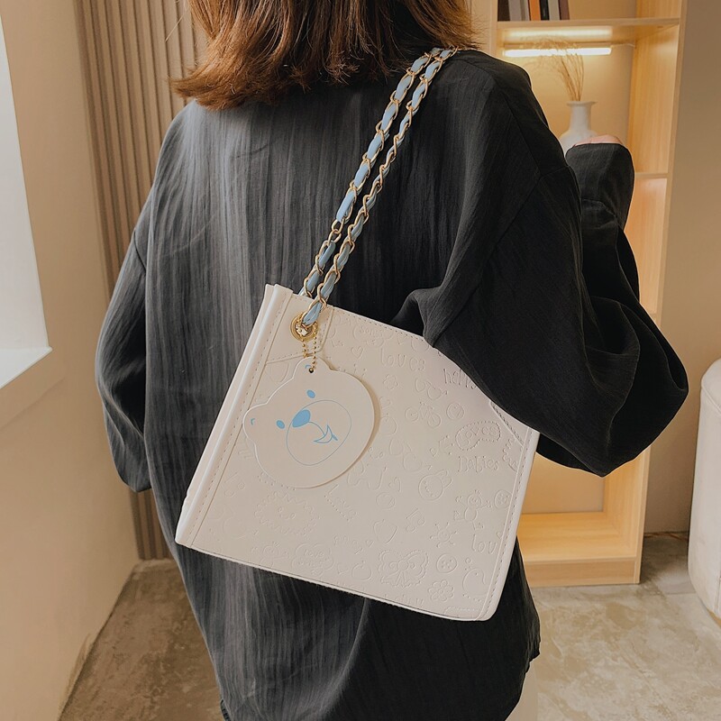 

Cartoon Embossed Shoulder Bag, White