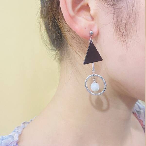 

Round & Triangle Drop Earrings, Silver