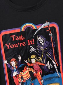 Stevenrhodes Letter Figure & Skull Graphic Tee - màu đen - Xem 3