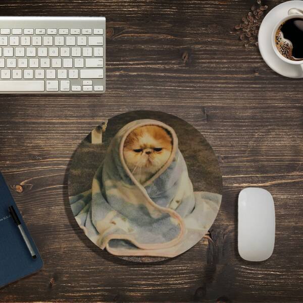 

Cat Pattern Round Mouse Pad, Multicolor