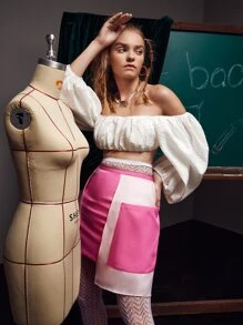 PANUCO Two Tone Asymmetrical Hem Skirt