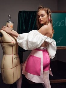 PANUCO Two Tone Asymmetrical Hem Skirt