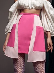 PANUCO Two Tone Asymmetrical Hem Skirt