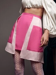 PANUCO Two Tone Asymmetrical Hem Skirt