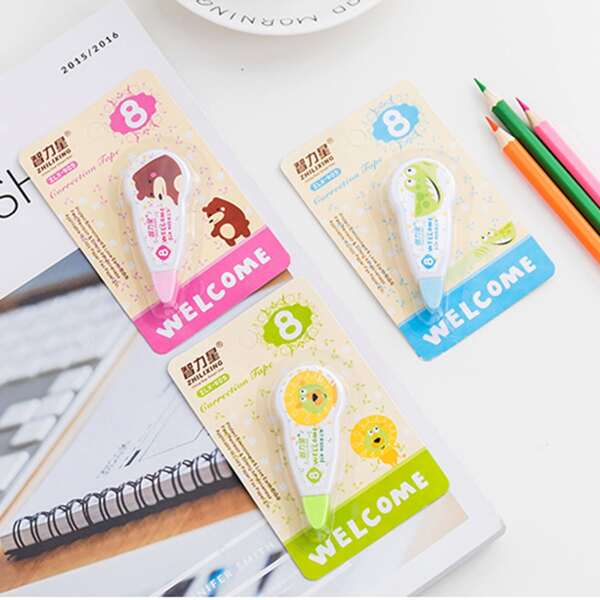 

3pcs Cartoon Graphic Random Correction Tape, Multicolor
