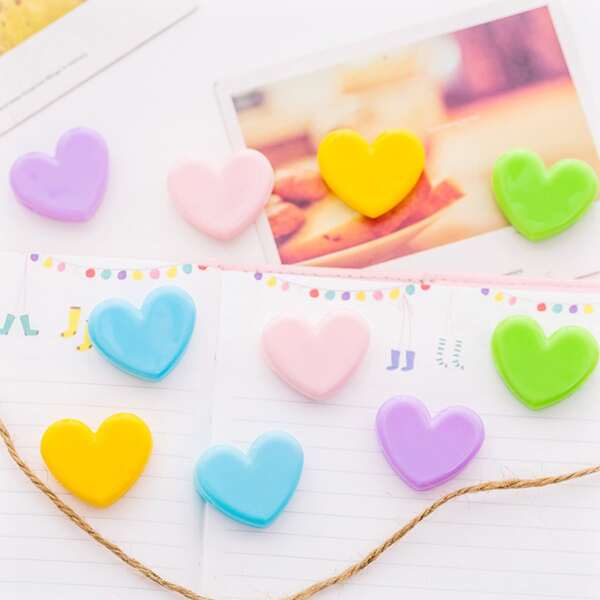 

10pcs Heart Shaped Random Card Clip, Multicolor