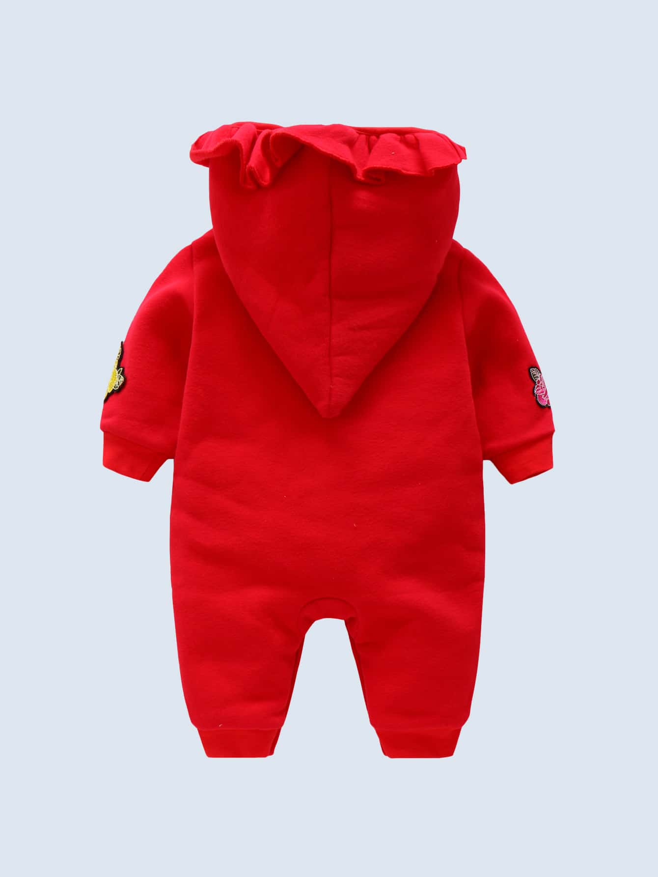 Bebé Jumpsuit floral con parche ribete con fruncido - Rojo - Ver 1