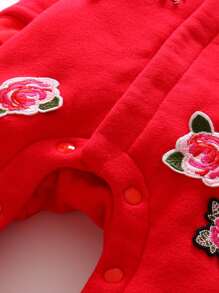 Bebé Jumpsuit floral con parche ribete con fruncido - Rojo - Ver 5