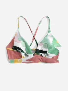 Colorblock Tankini Top - Multicolor - View 1