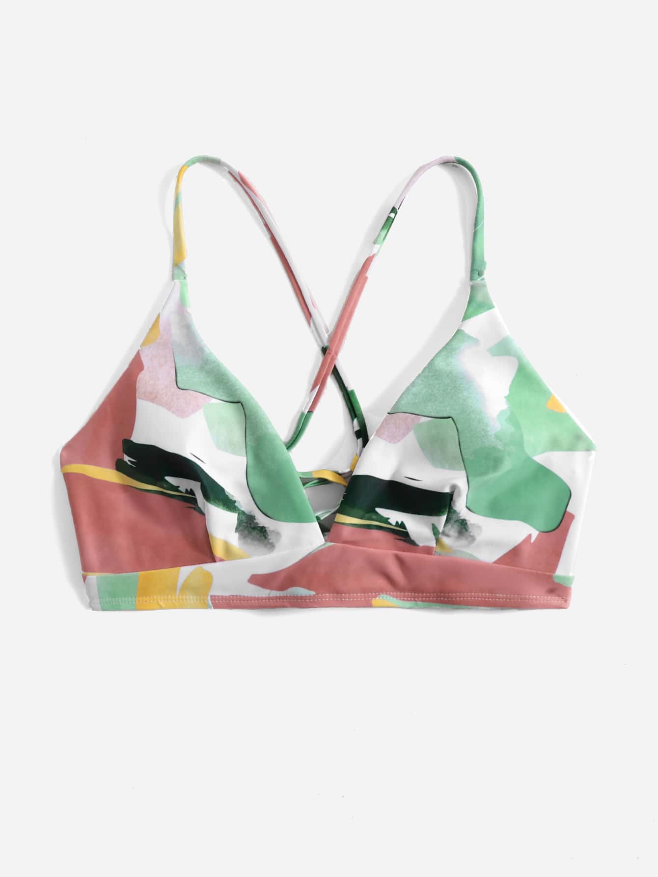 Colorblock Tankini Top - Multicolor - View 1