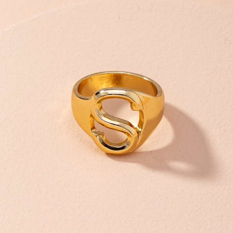 

Letter Decor Ring, Gold